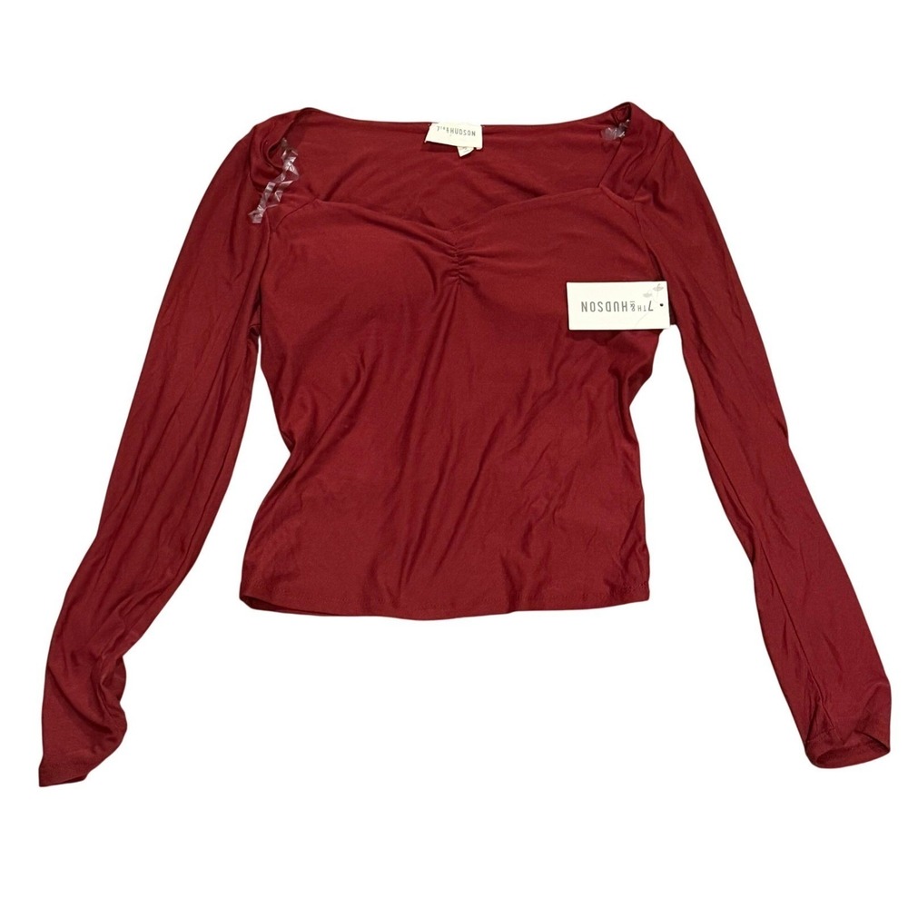 7th & Hudson Sweetheart Neck Top Burgundy Large Romantic Date Night Holiday